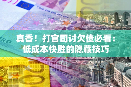 武汉真香！打官司讨欠债必看：低成本快胜的隐藏技巧